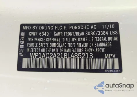 2011 Porsche Cayenne Turbo из США, поврежденный, VIN WP1AC2A21BLA85213